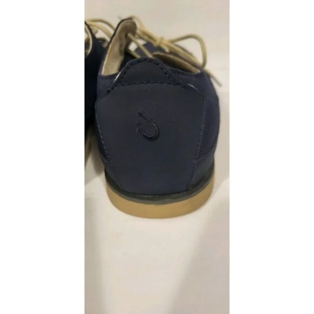 OluKai Lace Up Shoes Men's 11 Blue Canvas Leather‎ Honolulu Lace Mesh Casual